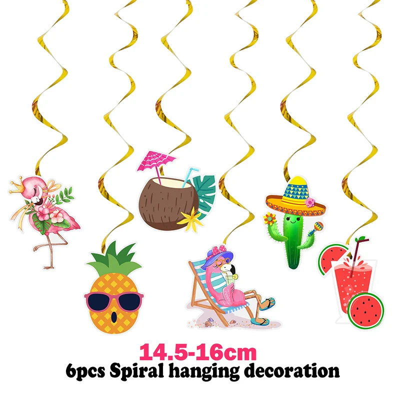 Tropical Party Decorations  Hibiscus Flower Garland Strawberry Cups Luau Grass Table Skirt Summer Beach Hawaiian Party Supplies