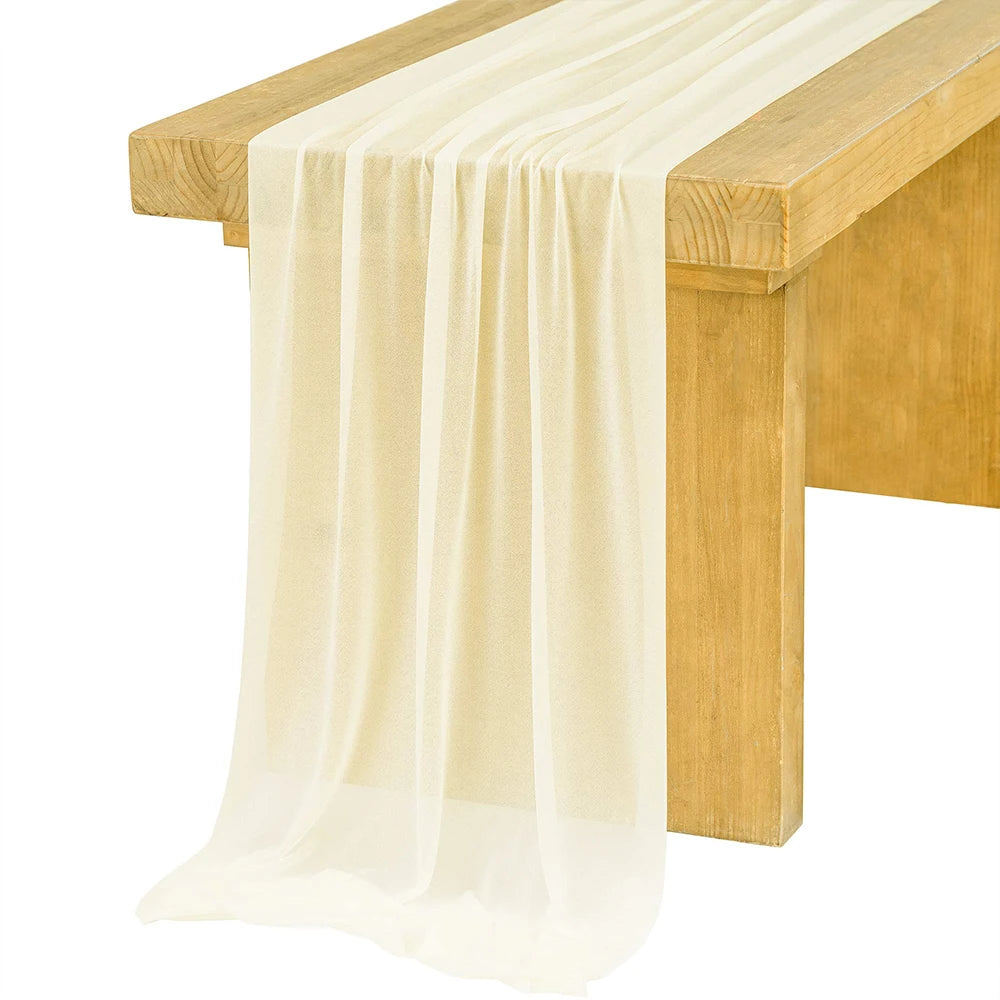 Chiffon Table Runner Sheer Fabric Silk for Boho Sheer Fabric Wedding Arch Overlay Draping Decoration Birthday Party Table Decor