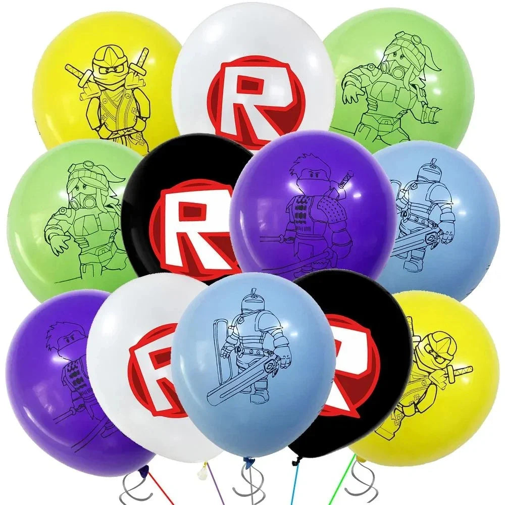 Roblox Birthday Party Decoration Roblox Game Set Tableware Tablecloth Balloon Cake Topper Backdrop Baby Showe Toy Party Supplies