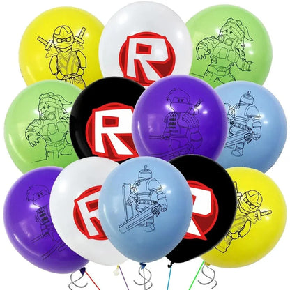 Roblox Birthday Party Decoration Roblox Game Set Tableware Tablecloth Balloon Cake Topper Backdrop Baby Showe Toy Party Supplies