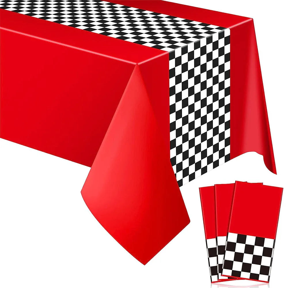 Checkered Race Car Party Tablecloths Black White Checkered Flag Tablecloth Racetrack Tablecover Racing Birthday Party Supplies