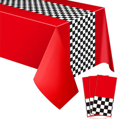 Checkered Race Car Party Tablecloths Black White Checkered Flag Tablecloth Racetrack Tablecover Racing Birthday Party Supplies