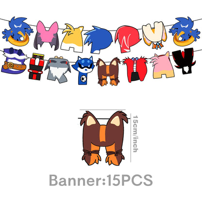 Sonic boys and girls' birthday party decorations, baby party decorations, disposable tableware stickers，tablecloths，back drop。