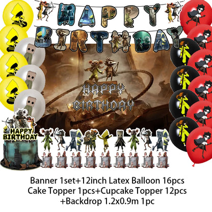 Game L-Little Nightmaresd 3 Birthday Party Decorations Balloons Banner Cake Topper Anime Backdrop Halloween Decor Kids Gifts