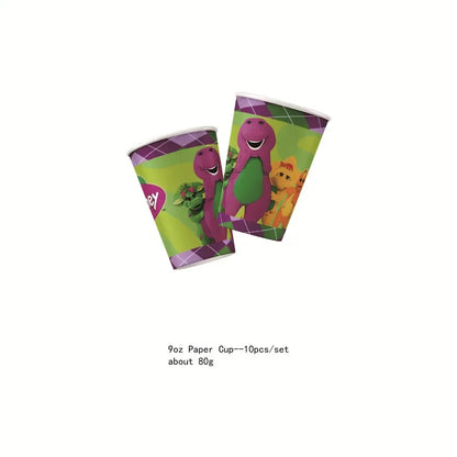 Barney Themed Birthday Party Decorations Disposable Cutlery Plate Tablecloth Cup Balloon Birthday Party Baby Shower Decorations