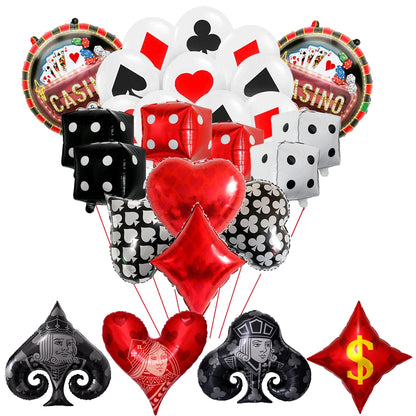 Casino Party Decoration Dice Balloon Lucky 7 Foil Balloon Latex Poker Balloons Casino Poker Party Las Vegas Wedding Decorations