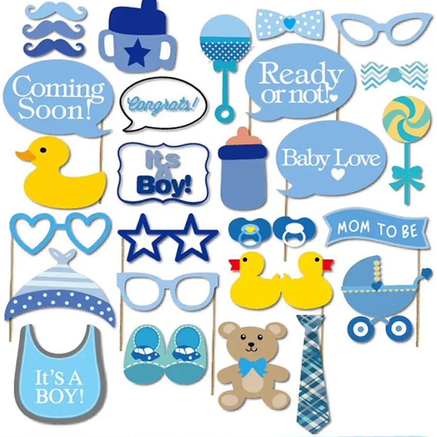 Baby Shower Party Decoration Pink Blue Photo Booth Props Photobooth It's A Boy Girl Baby Shower 1st Birthday Party Favor Gifts