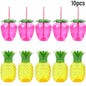 Tropical Party Decorations  Hibiscus Flower Garland Strawberry Cups Luau Grass Table Skirt Summer Beach Hawaiian Party Supplies