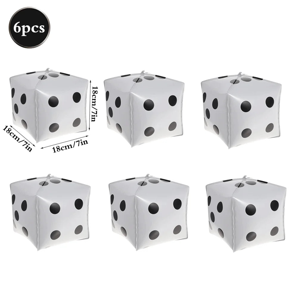 Casino Party Decoration Dice Balloon Lucky 7 Foil Balloon Latex Poker Balloons Casino Poker Party Las Vegas Wedding Decorations