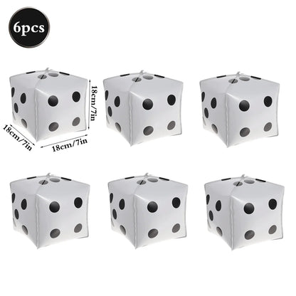 Casino Party Decoration Dice Balloon Lucky 7 Foil Balloon Latex Poker Balloons Casino Poker Party Las Vegas Wedding Decorations