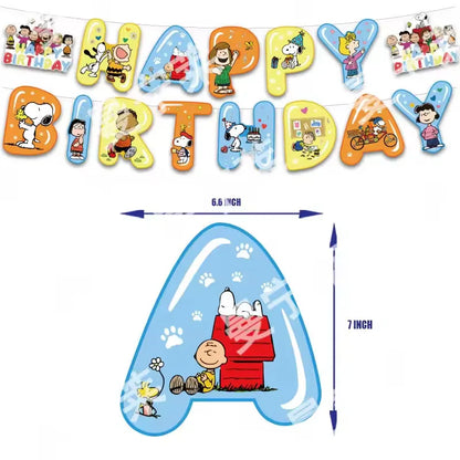 Snoopy Theme Party Decoration Layout Props Disposable Paper Plates Paper Towels Tablecloth Tableware Set Birthday Party Supplies