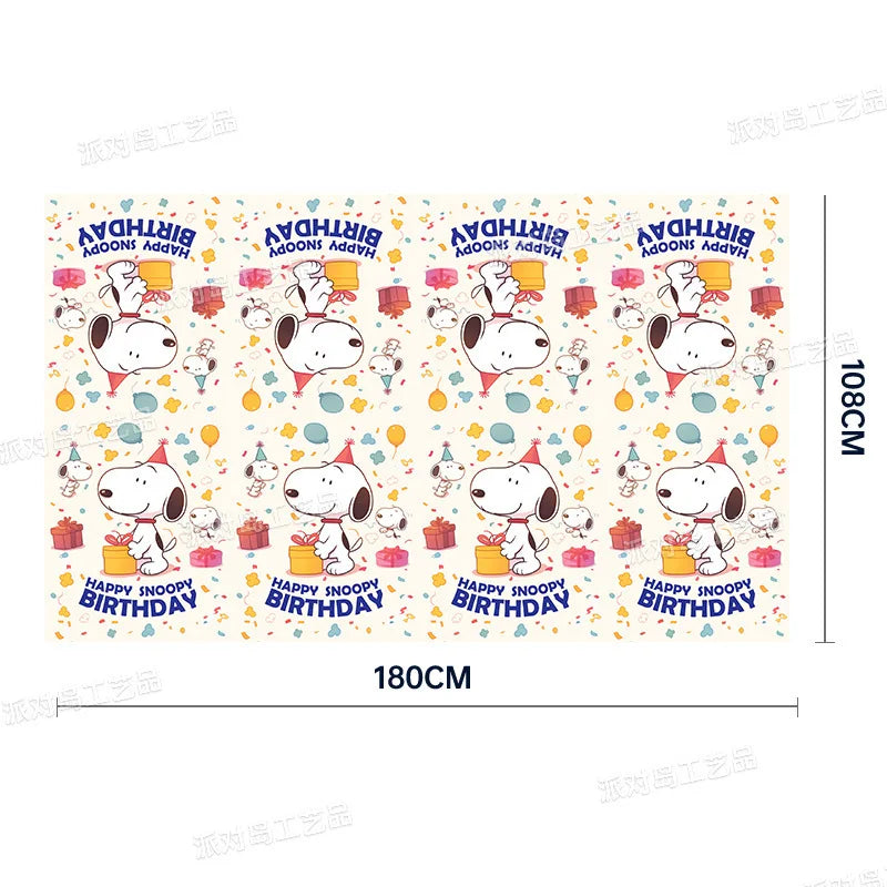 Snoopy Theme Party Decoration Layout Props Disposable Paper Plates Paper Towels Tablecloth Tableware Set Birthday Party Supplies