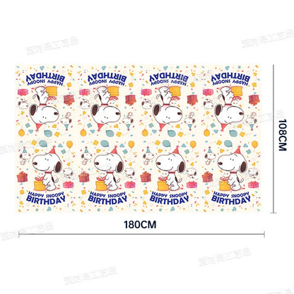 Snoopy Theme Party Decoration Layout Props Disposable Paper Plates Paper Towels Tablecloth Tableware Set Birthday Party Supplies