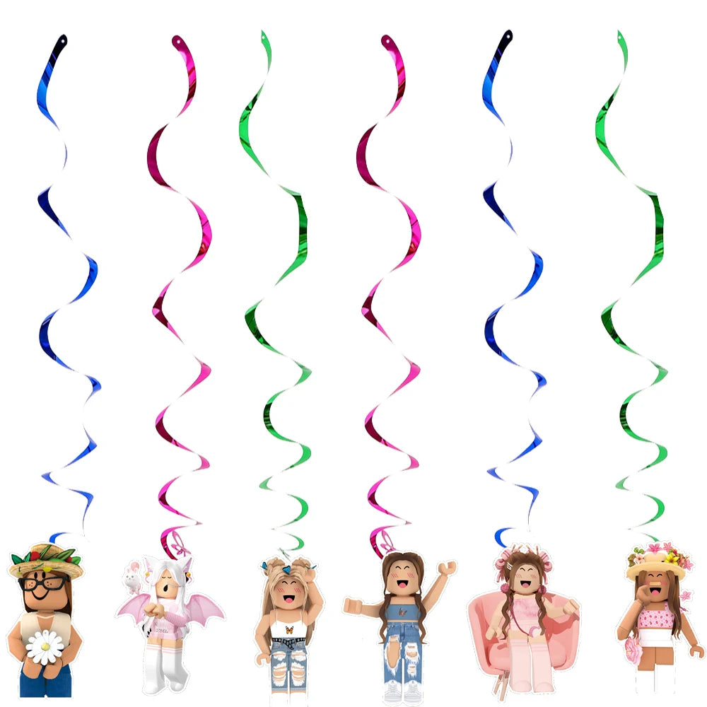Pink Robloxed Theme Birthday Party Decorations Tableware Set Balloons Cups Plates Banner Backdrop for Girls Baby Shower Supplies