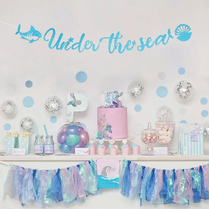 Ocean Party Decorations Under The Sea Banner Jellyfish Crab Seahorse Fish Sea Shell Hanging Swirls Baby Shower Birthday Supplies