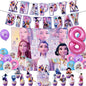 Kpop Demon Hunters Theme Disposable Tableware Set Party Supplies Huntrix Saga Boys Cake Toppings Hanging Cloth Party Decoration