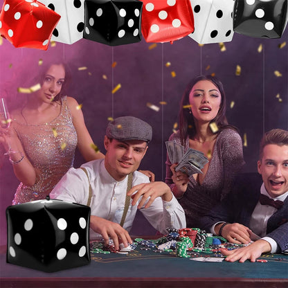 Casino Party Decoration Dice Balloon Lucky 7 Foil Balloon Latex Poker Balloons Casino Poker Party Las Vegas Wedding Decorations