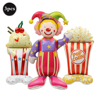 Carnival Theme Party Decoration Self Standing Clown Circus Balloons Happy Sign Banner for Carnival Birthday Party Decor Supplies