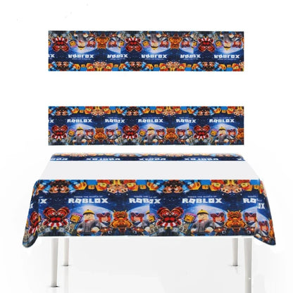 Roblox Birthday Party Decoration Roblox Game Set Tableware Tablecloth Balloon Cake Topper Backdrop Baby Showe Toy Party Supplies
