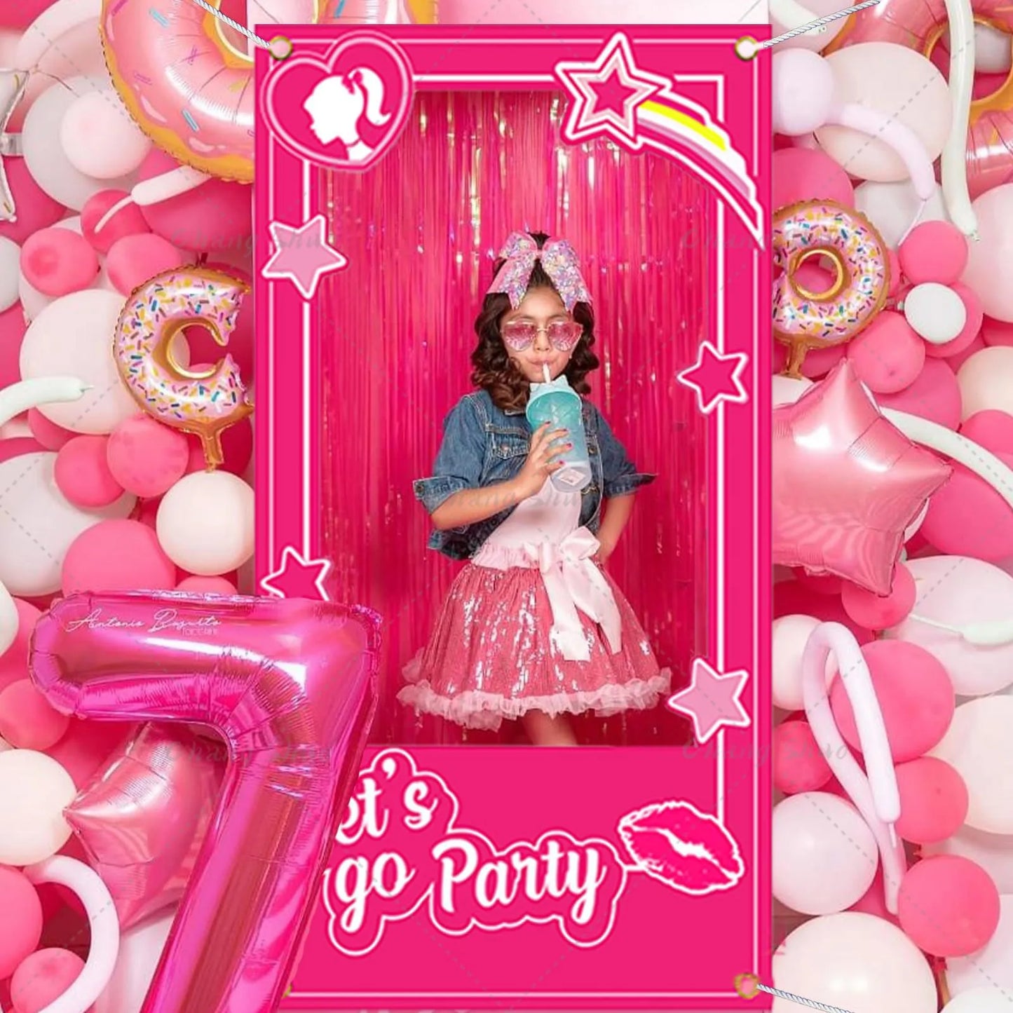Birthday Party Decoration Blue Pink Photo Booth Props Party For Girls And Boys Birthday Bridal Shower Party Photo Stand