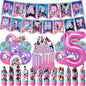 Kpop Demon Hunters Theme Disposable Tableware Set Party Supplies Huntrix Saga Boys Cake Toppings Hanging Cloth Party Decoration