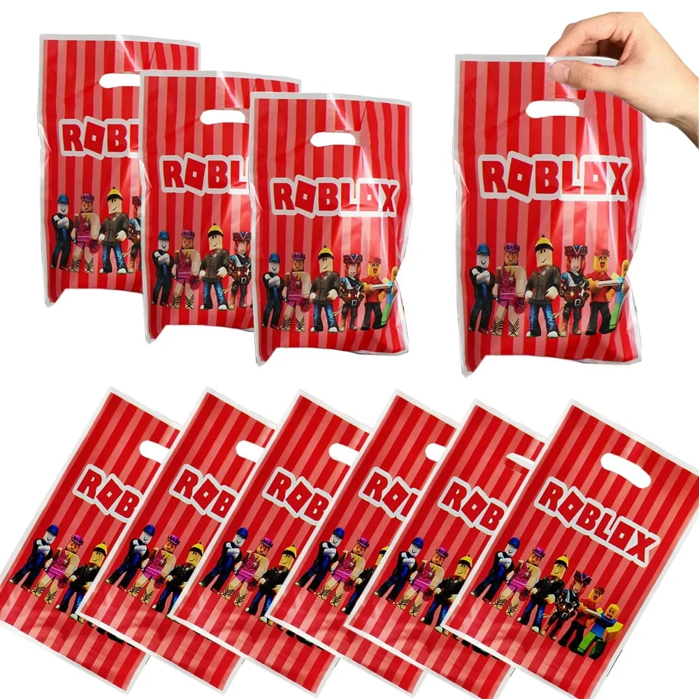 Roblox Birthday Party Decoration Roblox Game Set Tableware Tablecloth Balloon Cake Topper Backdrop Baby Showe Toy Party Supplies
