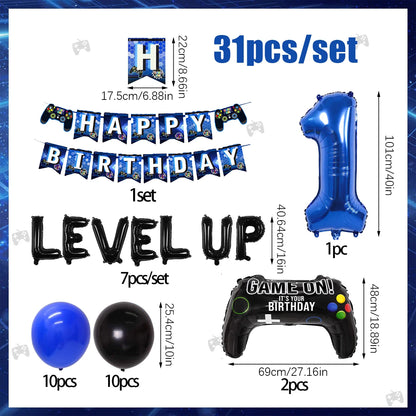 31pcs video game birthday party decorations set for ages 1-18 video game player themed birthday party decorations