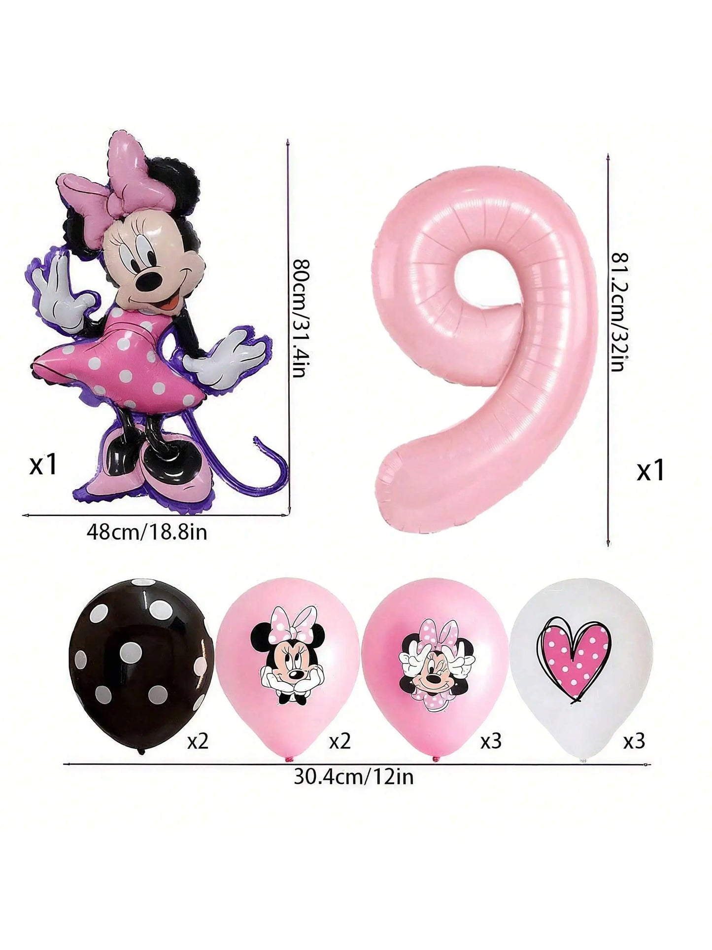 Minnie-themed Birthday Party Decorations, Decorations for Family and School Gatherings, Set of Latex Balloons and Foil Balloons