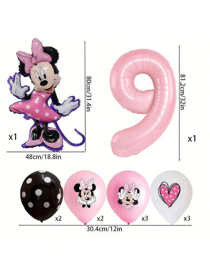 Minnie-themed Birthday Party Decorations, Decorations for Family and School Gatherings, Set of Latex Balloons and Foil Balloons