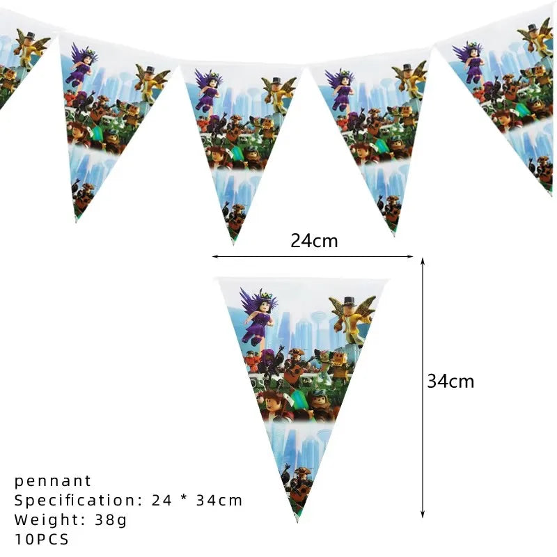 Roblox Birthday Party Decoration Roblox Game Set Tableware Tablecloth Balloon Cake Topper Backdrop Baby Showe Toy Party Supplies
