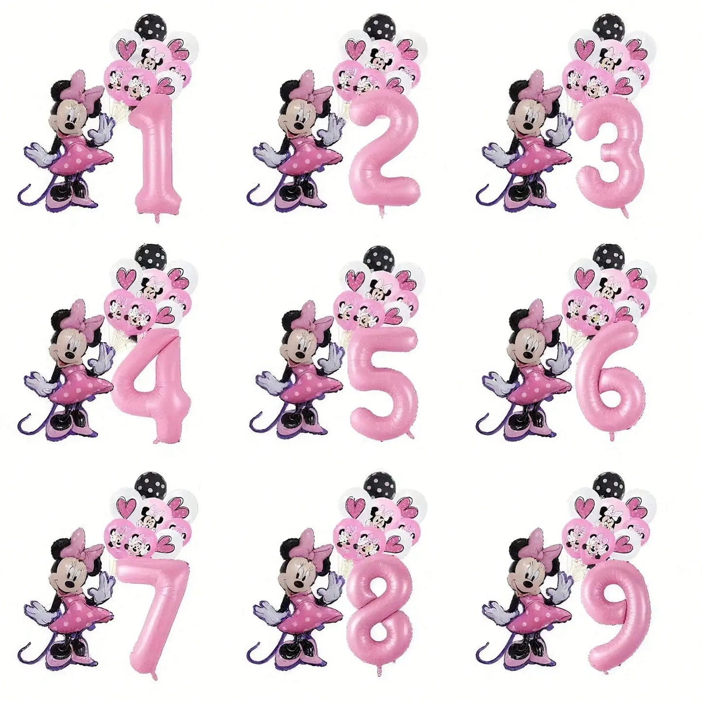 Minnie-themed Birthday Party Decorations, Decorations for Family and School Gatherings, Set of Latex Balloons and Foil Balloons