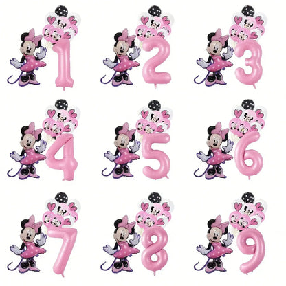 Minnie-themed Birthday Party Decorations, Decorations for Family and School Gatherings, Set of Latex Balloons and Foil Balloons