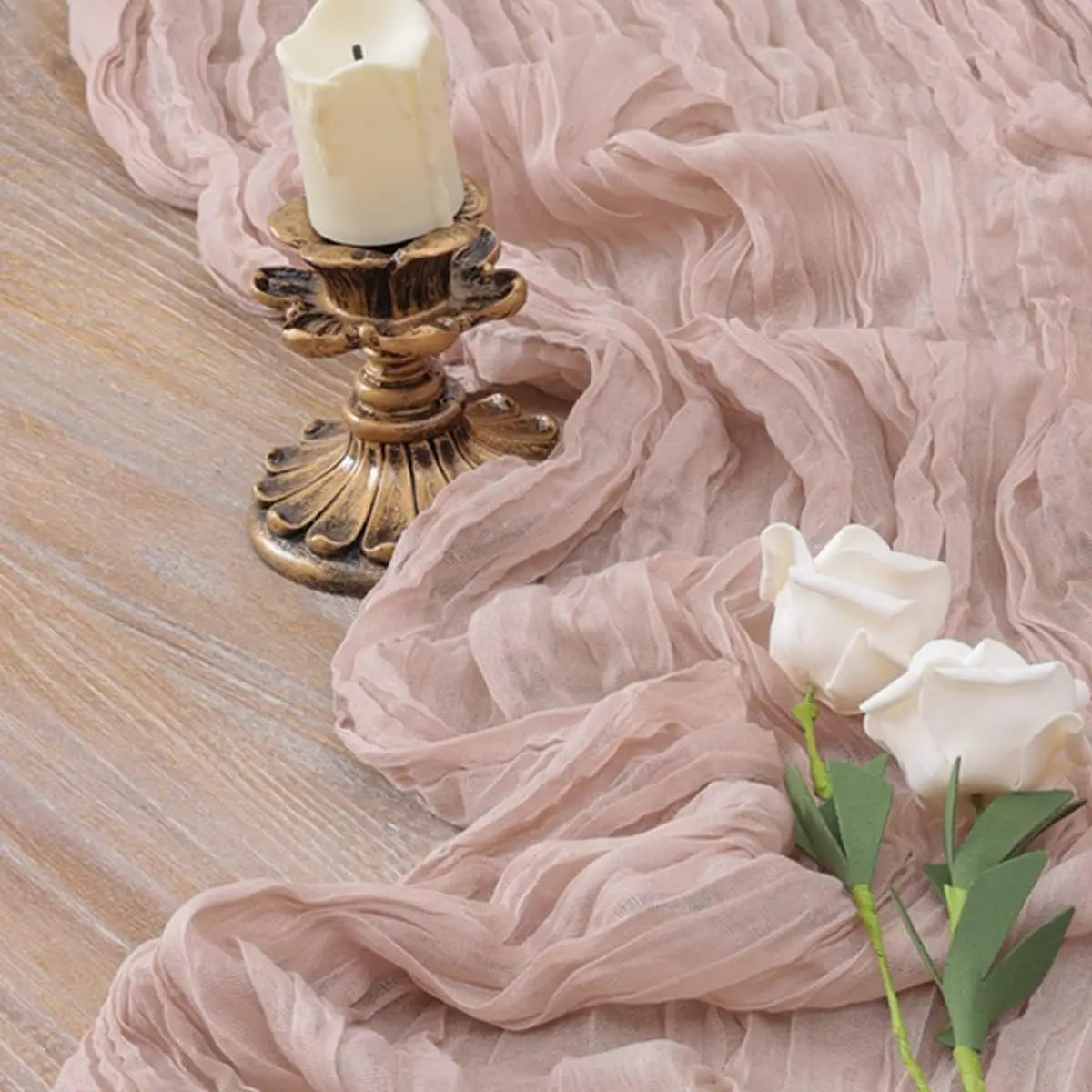 Dusty Pink Semi-Sheer Wedding Table Runner Gauze Cheesecloth Table Setting Dining Wedding Party Christmas Arches Cake Decor
