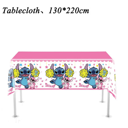 Lilo&Stitch Party Tablecloth Kids Treat Party Supplies Pink  Stitch Angel Tablecloth for Kids Baby Shower Disposable Tablecover