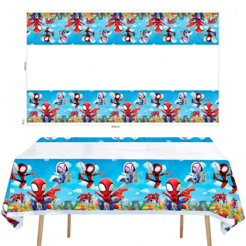 Spidey and His Amazing Friends Party Tablecloth Spiderman Plastic Table Cover Party Supplies for Boys Girls Birthday Decorations