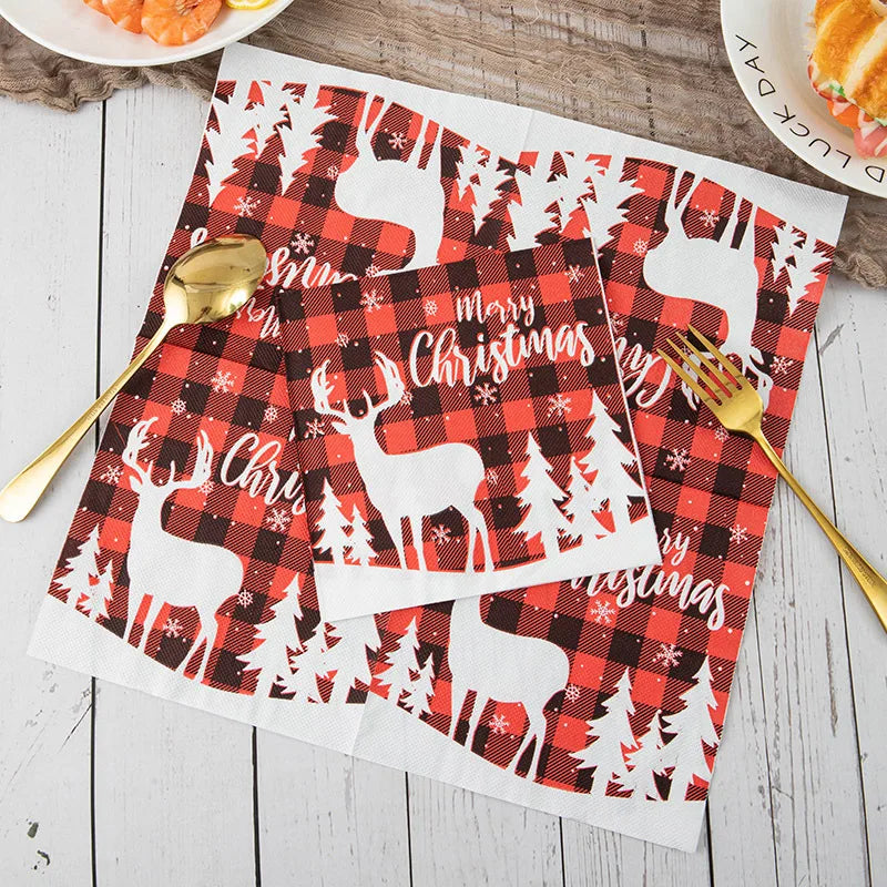 20 Christmas Napkins Holiday Party Decorations Disposable Party Supplies Festive Printed Paper Napkins Christmas Table Settings