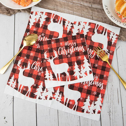 20 Christmas Napkins Holiday Party Decorations Disposable Party Supplies Festive Printed Paper Napkins Christmas Table Settings