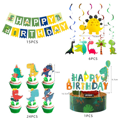Cartoon Dinosaur Birthday Party Decorations Latex Balloons Baby Shower Cup Plate Napkins Straw Kids Favors For Party Supplies
