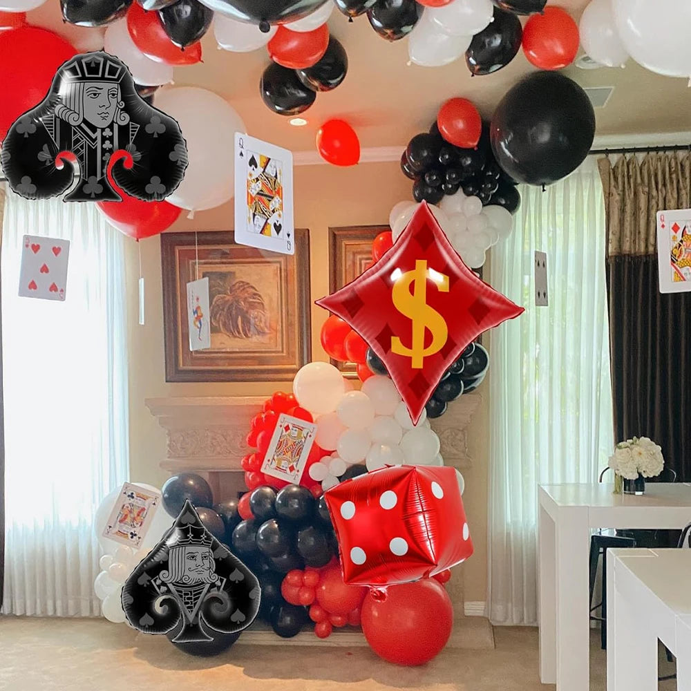 Casino Party Decoration Dice Balloon Lucky 7 Foil Balloon Latex Poker Balloons Casino Poker Party Las Vegas Wedding Decorations