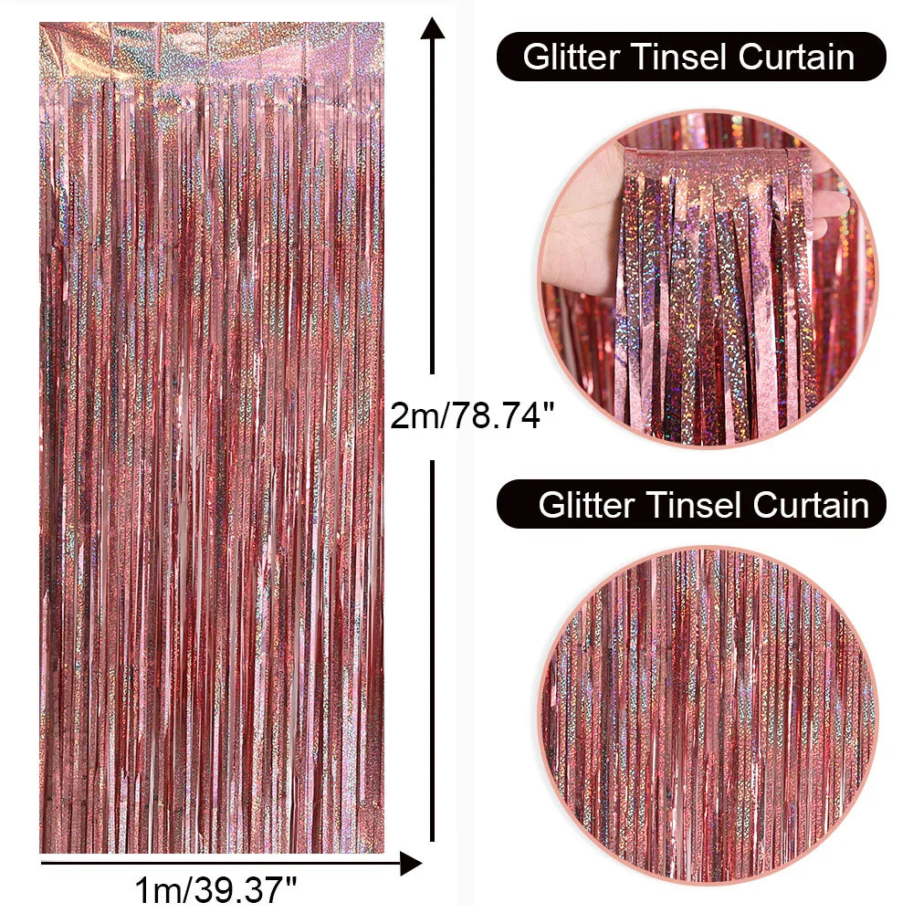 Bachelorette Party Decorations Sequin Backdrop Curtain 2m Tinsel Foil Birthday Curtain Wedding Birthday Party Decorations