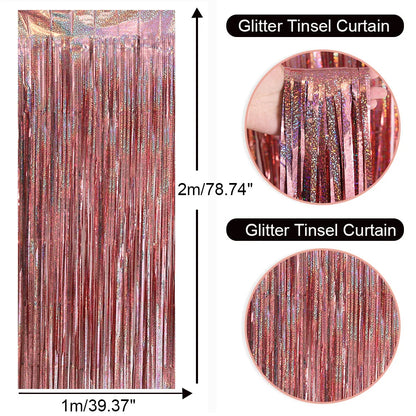 Bachelorette Party Decorations Sequin Backdrop Curtain 2m Tinsel Foil Birthday Curtain Wedding Birthday Party Decorations
