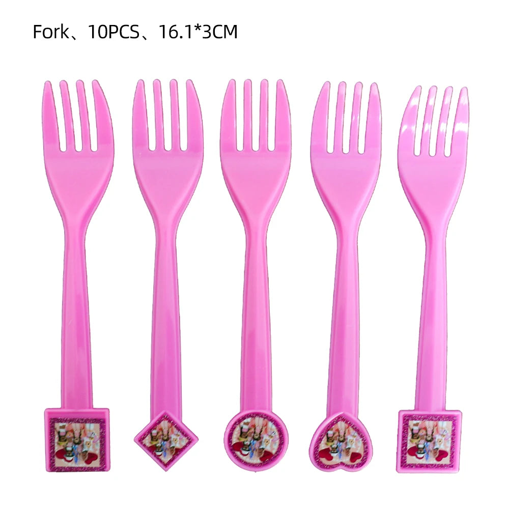 Pink Robloxed Theme Birthday Party Decorations Tableware Set Balloons Cups Plates Banner Backdrop for Girls Baby Shower Supplies