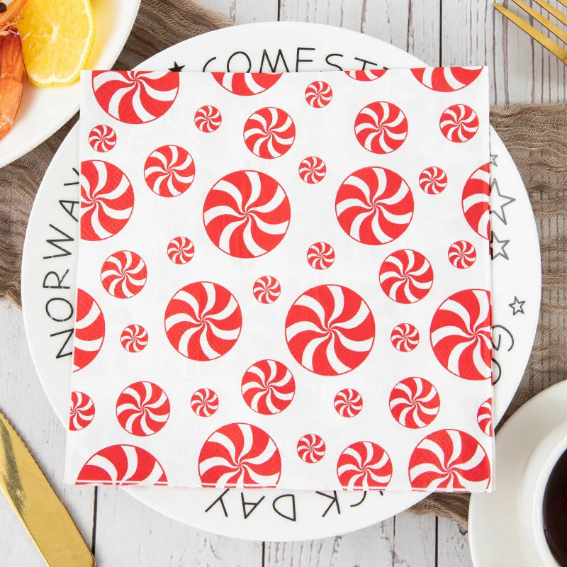 20 Christmas Napkins Holiday Party Decorations Disposable Party Supplies Festive Printed Paper Napkins Christmas Table Settings