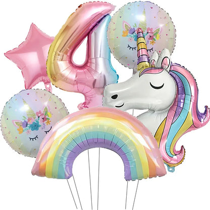 Rainbow Unicorn Aluminum Balloon 32inch Gradient Number Balloon Unicorn Party Supplies Unicorn Party Decoration Baby Shower