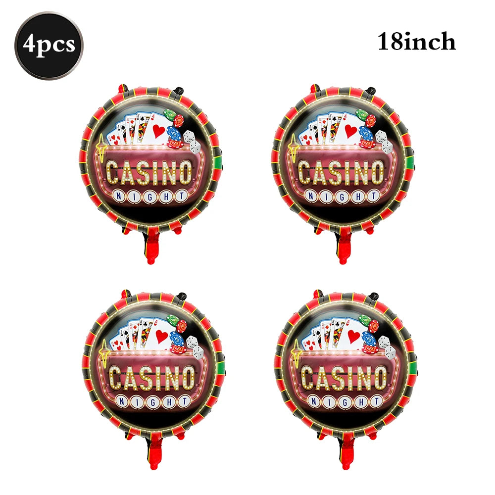 Casino Party Decoration Dice Balloon Lucky 7 Foil Balloon Latex Poker Balloons Casino Poker Party Las Vegas Wedding Decorations