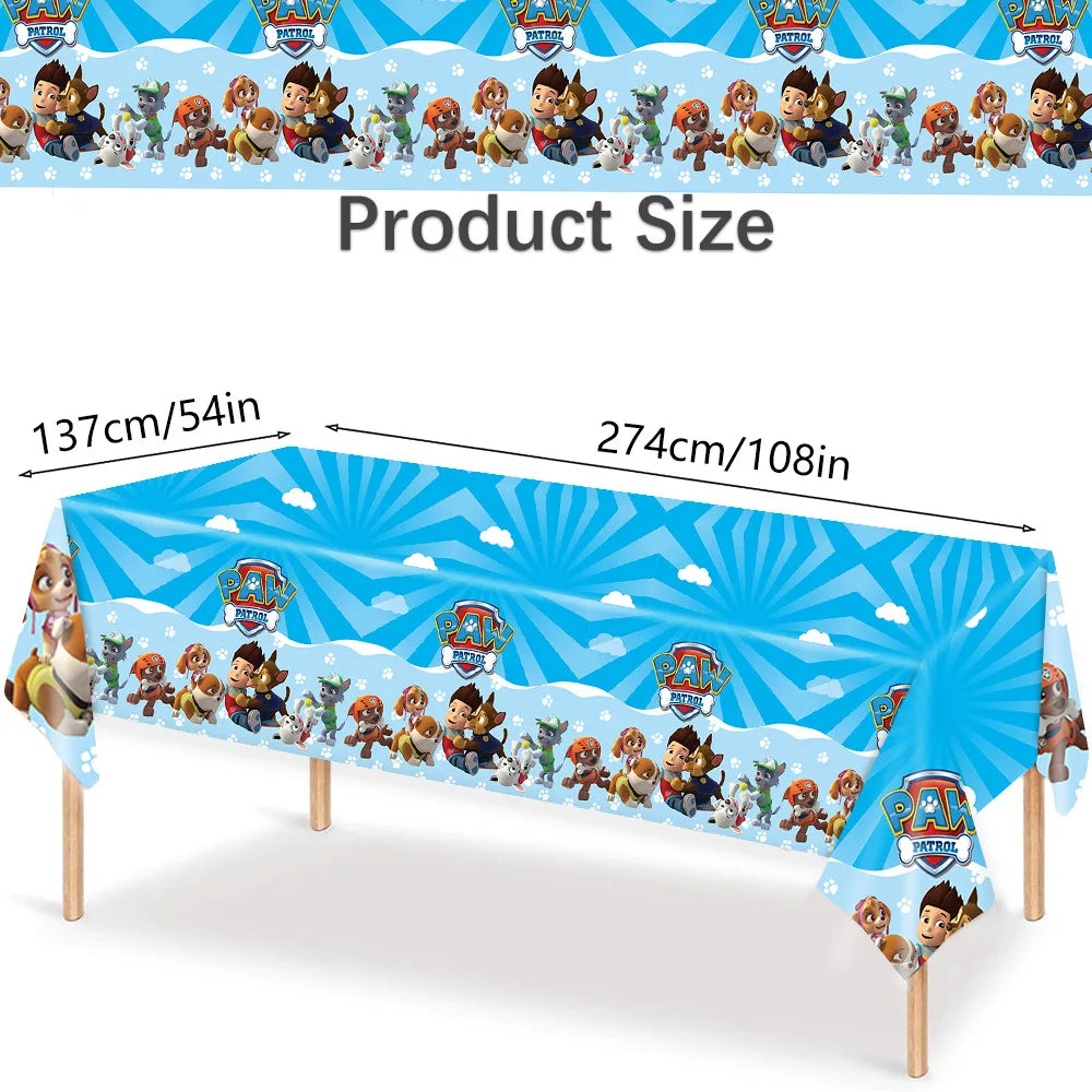 Paw Patrol Table Decoration Table Cloth Birthday Supplies Dog Party Decorations Disposable Table Cover Waterproof Party Supplies