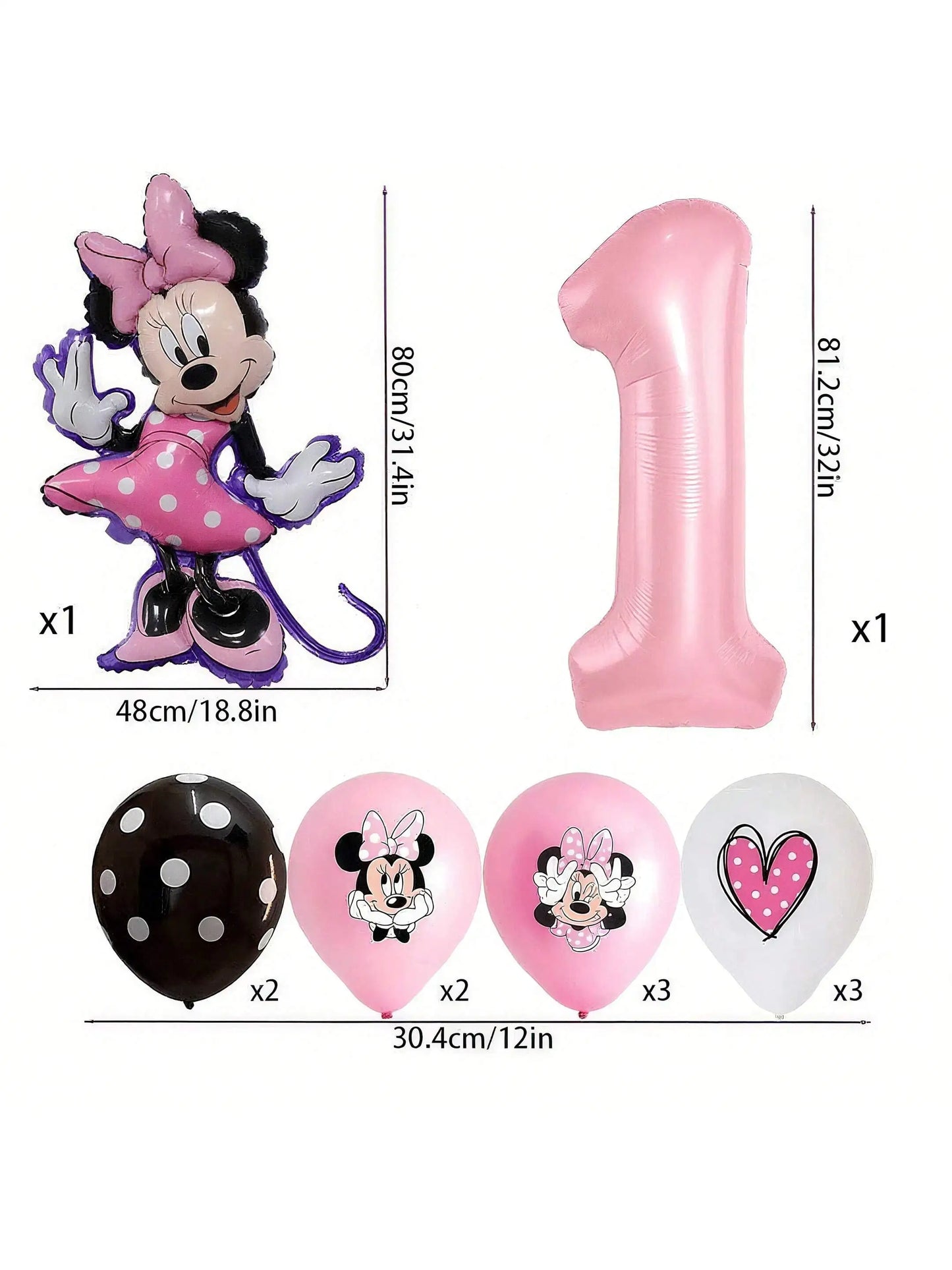 Minnie-themed Birthday Party Decorations, Decorations for Family and School Gatherings, Set of Latex Balloons and Foil Balloons