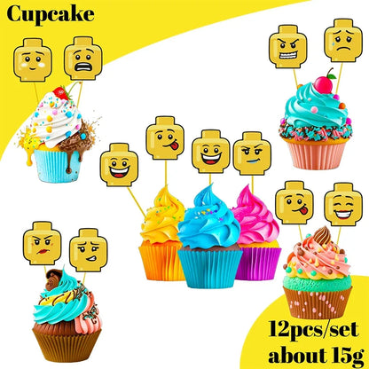 Theme Birthday Party Decorations Cake Topper Birthday CUP PLATE Straw Swirls Stickers  KidsParty Supplies Decor
