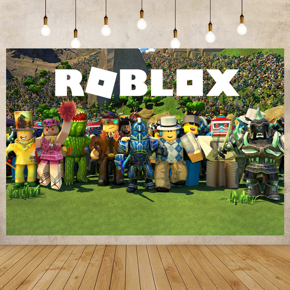 Roblox Birthday Party Decoration Roblox Game Set Tableware Tablecloth Balloon Cake Topper Backdrop Baby Showe Toy Party Supplies
