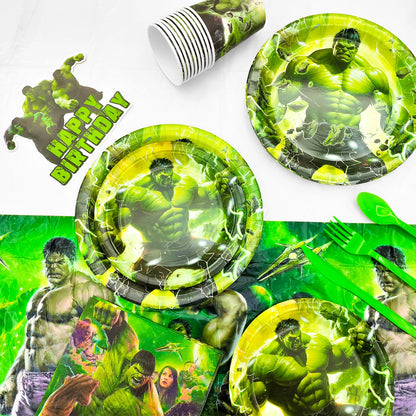 Hulk  Party Decorations,112pcs Hulk Birthday Party Decorations&Tableware-Balloons Backdrop Plates etc Marvel Hulk Party Supplies